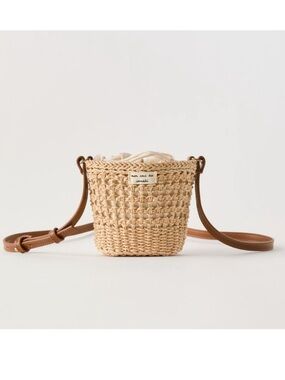 Zara Wicker Mini Lined Bucket Crossbody